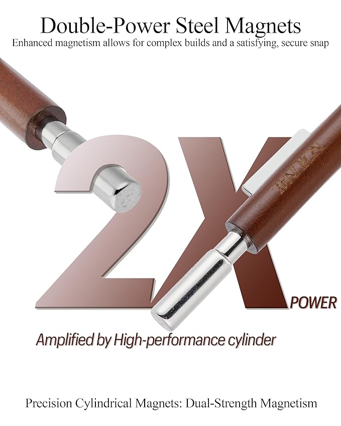 4-in-1 Cat Eye Magnet Nail Art Pen, Double Cylindrical Super Strong Magnetic Tool, for Glassy Moon & French Cat Eye Gel Polish Effects, Perfect for Salon & Home DIY - Wood