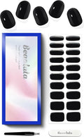 Semi Cured Gel Nail Strips - UV Light Gel Nail Stickers - 20 Long Lasting Salon Quality Wraps (Black Night of Agates)