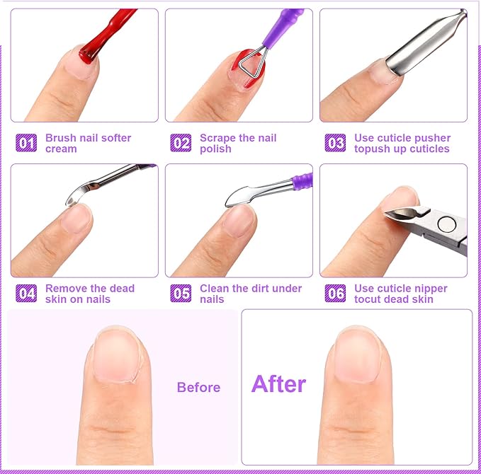 Mudder Acrylic Nail Clippers Kit False Nails Tips Cutter Professional Cuticle Trimmer Nipper Cutter Pusher Remover Stainless Steel Manicure Pedicure Art Tools Set Salon Home(Purple)