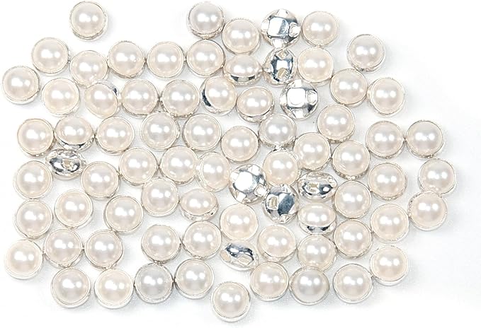 200Pcs Pearl Sew on Rhinestones for Crafting,6mm Claw Pearl Embellished Rhinestoness for DIY,Half Round Pearls for for Crafting Jewelry Handicrafts Clothes Bag Shoes-White(Silver Claw)