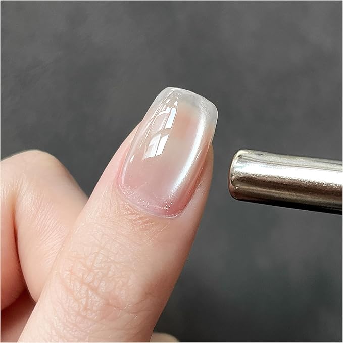 GAOY Glassy Cat Eye Gel Nail Polish, 16ml Glitter Holographic UV Gel Polish with Magnet, Reflective Translucent, 2341 Silvery Moonlight