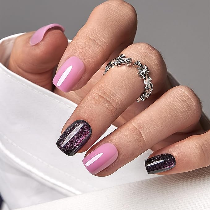 CurvLife Press On Nails – 30Pcs Soft Gel Fake Nails, Reusable Glue On Nail Kit with Adhesive Tabs, Natural Fit & Salon-Quality for Women & Girls (Violet Mirage)