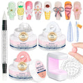 MIZHSE Solid Builder Gel Nail Kit with Nail Lamp, 3 Colors Builder Gel Clear Milky White Nude Hard Sculpting 3D Art U V LED Gels with Dual Form