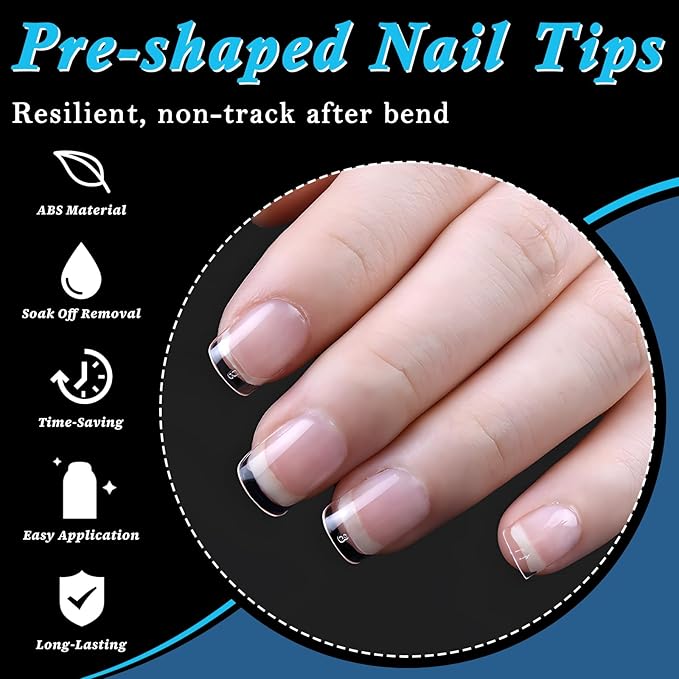 LoveOurHome 600pc Extra Short Square Fake Nail Tips Clear Press on Nails Short Soft Gel Nail Tips Full Cover Square Acrylic Nails Tip XS Artificial False Fingernail for Gel Nails Extension