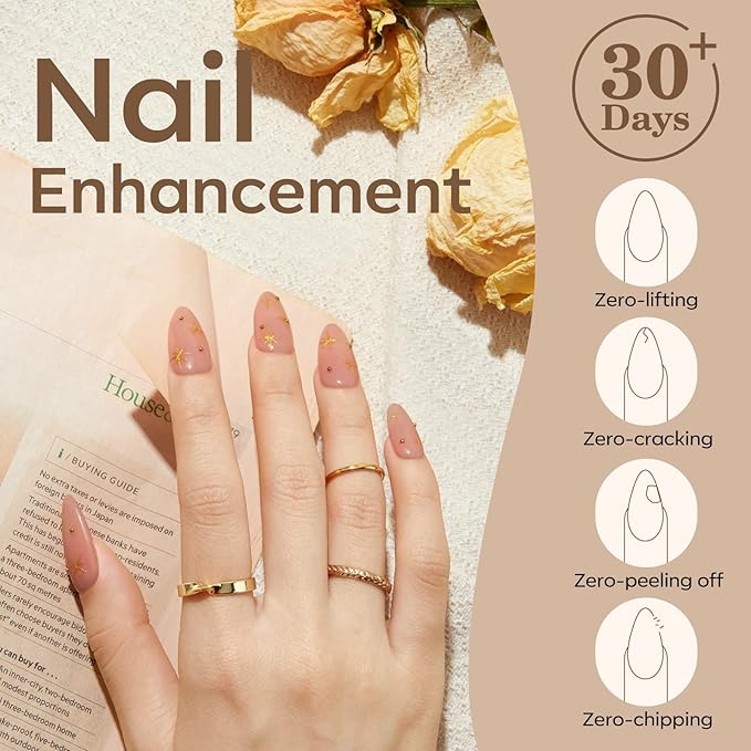 modelones Builder Nail Gel, Base Colors 8-in-One Jelly Caramel Brown Nude Pink Clear Builder Nail Gel Polish for Hard Extension Rubber Lamp Cured 6 Colors