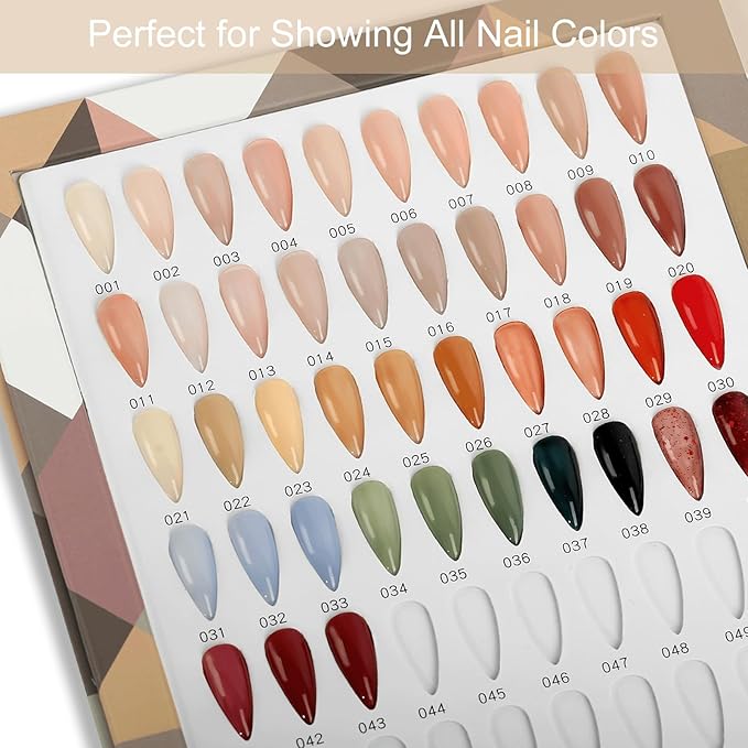 160 Nail Color Book,with 240 Flase Tips & 1-200 Number Sticker Labels,Professional Nail Color Swatches Book for Polish UV Gel(Brown)