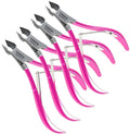 Professional Cuticle Trimmer Nail Cuticle Cutter Stainless Steel Cuticle Nippers with Sharp Blades of Cuticle Remover Clippers Manicure Tools Double Spring - Pedicure Nail Tools (Pink - 4 Pack)