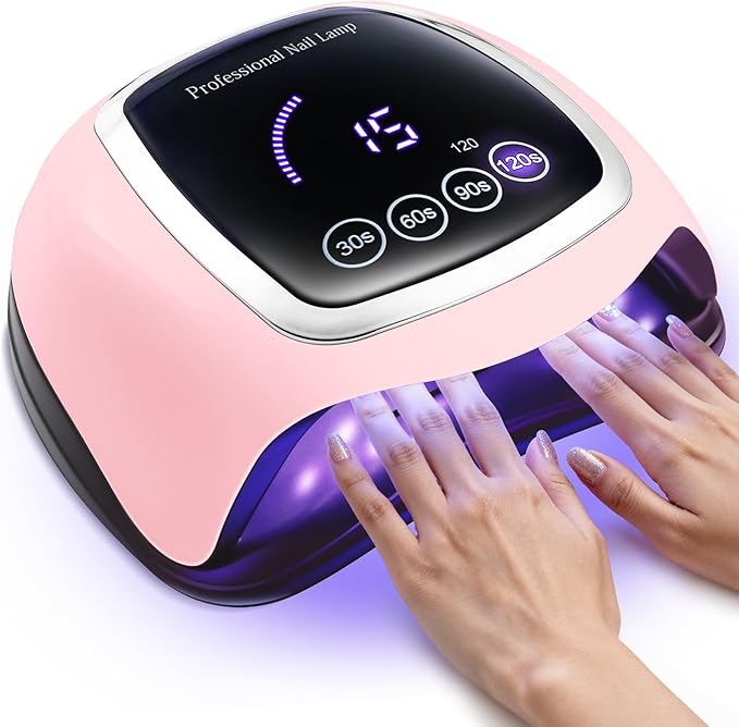 Gugusure UV LED Nail Lamp, Upgrade 180W Nail Dryer for Gel Polish with LCD Display, Auto Sensor and 4 Timer Settings, Professional Curing Lamp Light with 42 Beads for Salon and Home