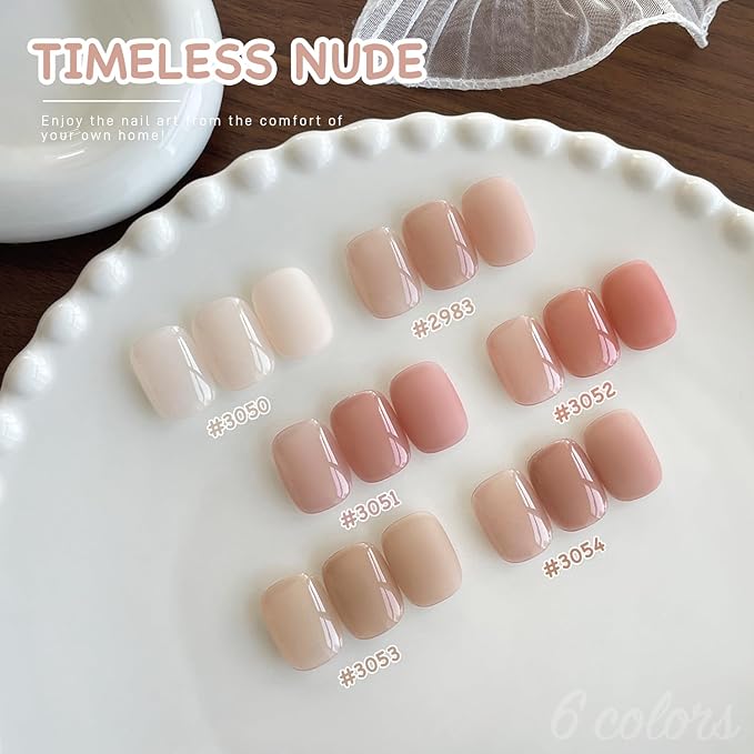 GAOY Jelly Gel Polish Set, Silky Cream Pink Nude Shades, Sheer Long Lasting Gel for Home & Salon Manicure