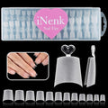240PCS Upgrade Square French Tips, Matte Half Cover Short Coffin Press-on Nails for Soak Off Nail Extension (15 Sizes, Soft Gel, Round, Neutral)