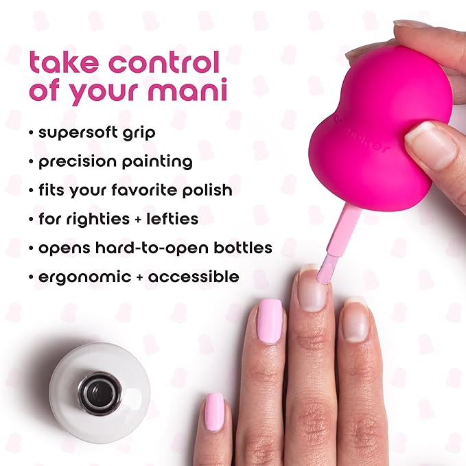 Universal Nail Polish Grip for Precision Painting Perfect for DIY Manicures, Nail Artists, and Professionals - Easy to Use, Suitable for Righties and Lefties - 4 Fun Colors (blanc)