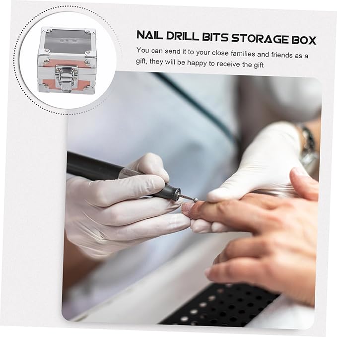 Angoily Nail Storage Box for Nail Drill Bits Nail Grinding Head Box Organizer Manicure Tool Display Case
