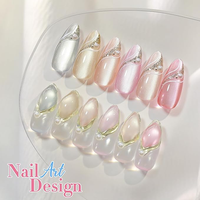 Double Rhythm 0.5 Oz Cat Eye Gel Polish with Magnet Same Color Same Bottle Holographic Glitter Shimmer Translucent Color Salon 15 ML Magnetic Nail Art (Rose Pink-MC1150)