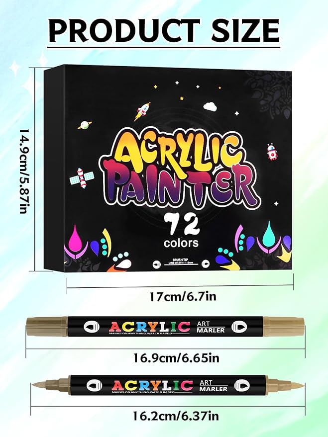 Kalolary 72 Color Nail Art Markers Set, 3D Nail Art Pens Point Nail Graffiti Dotting Pen Quick-Drying Waterproof Double Headed Acrylic Paint Pens Set for DIY Nails Art Design
