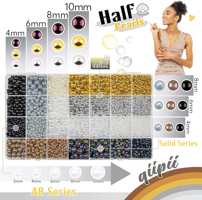 qiiipi 2 Big Boxes Metallic Color Resin Pearls and Rhinestones w B7000 Glue for Bedazzling Crafting Flatback Stones Gems Diamonds Bedazzler Kit for Nails Face Makeup Tumblers Bottles Crafts﻿ Shoes