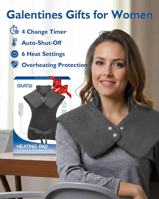 Heating Pad for Neck and and Shoulders and Back, Valentines Day Gifts for Her Him, Large Electric Heated Pad for Full Body, Birthday Gifts for Women Men Mom Dad Wife Husband Girlfriend Boyfriend