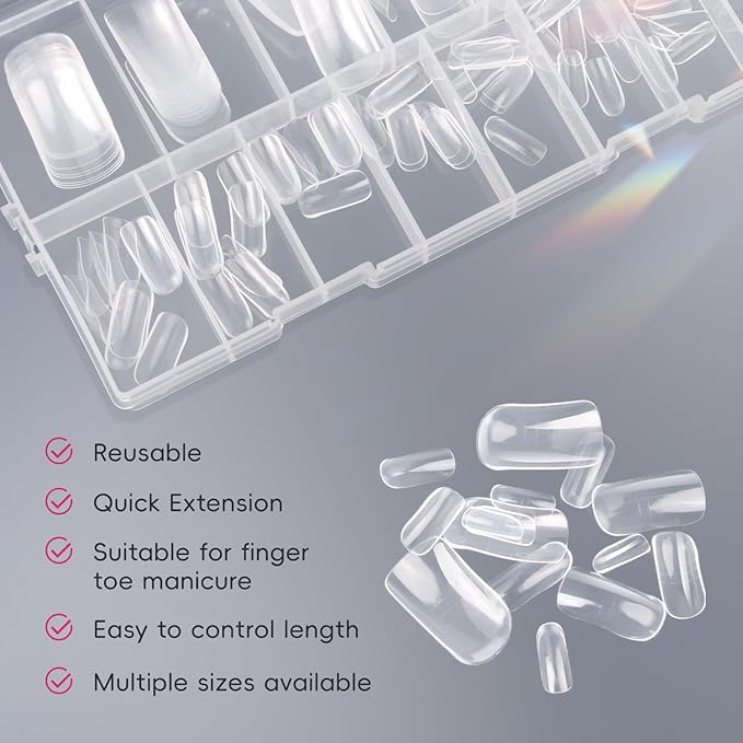krofaue Dual Toe Forms - Poly Extension Gel Toenail 150pcs Reusable Full Cover Dual Nail Forms for Builder Toenails Nail Molds for Manicure DIY at Home