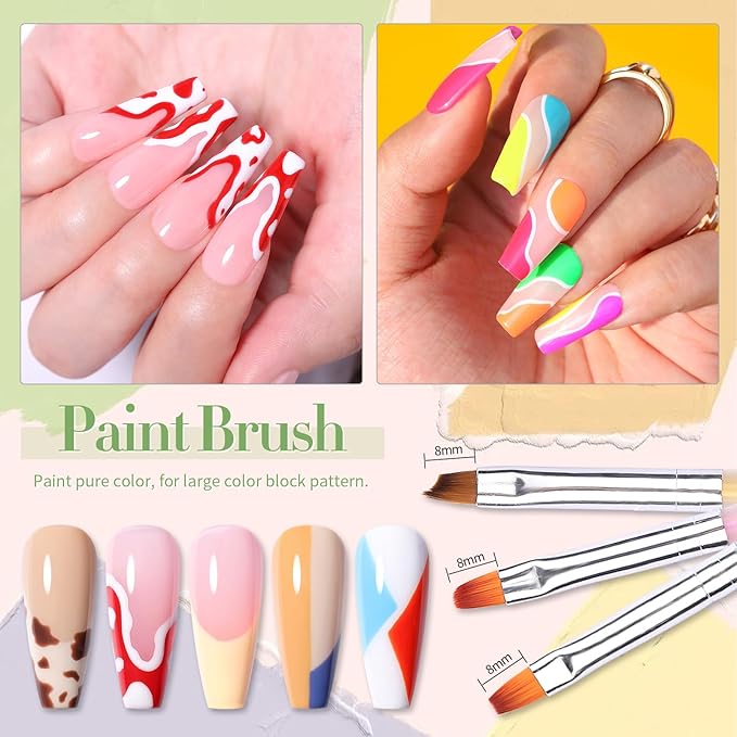 BORN PRETTY Double-Ended Nail Art Brushes,4Pcs Nail Art Tool Set,Nail Art Gel Polish Liner Brushes Design Pen For Nail Drawing And Nail Paint Brushes for Home Salon