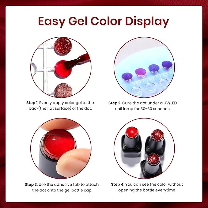 Beetles Red Gel Nail Polish Set, Gel Polish 6 Colors Cat Eye Glitter Burgundy Bright Jelly with Magnet, Soak Off LED Lamp DIY Salon at Home Manicure Gifts for Women Red Revival