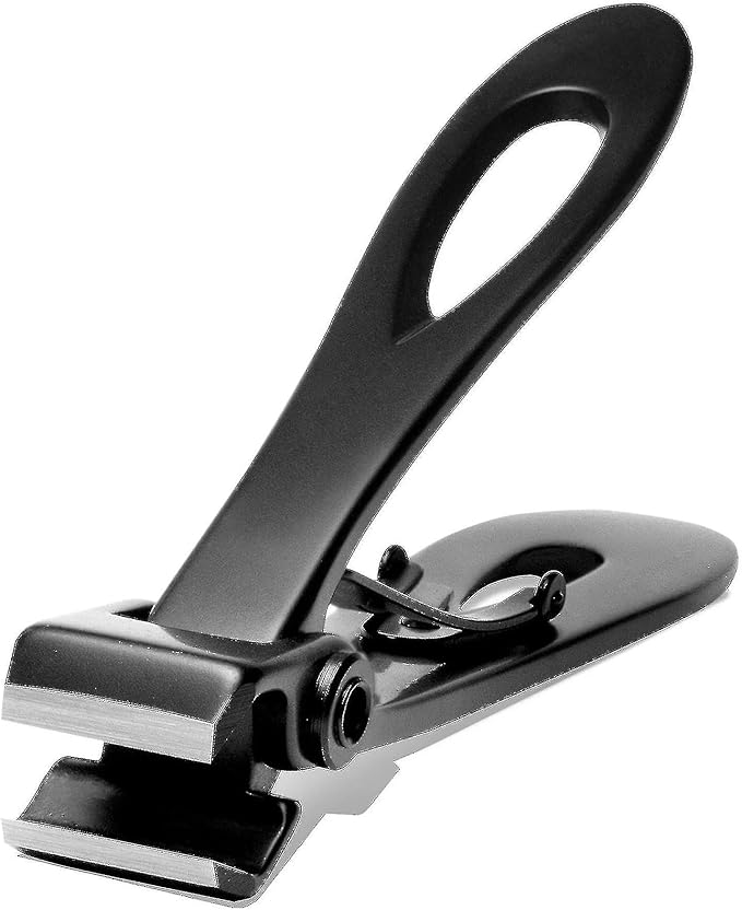 Nail Clippers for Men and Women, Toenail Clippers and Fingernail Clipper, Includes Nail File, 15mm Wide Jaw Stainless Steel Nail Clippers for Adults, Manicure and Pedicure Set (Black, Flat Edge)