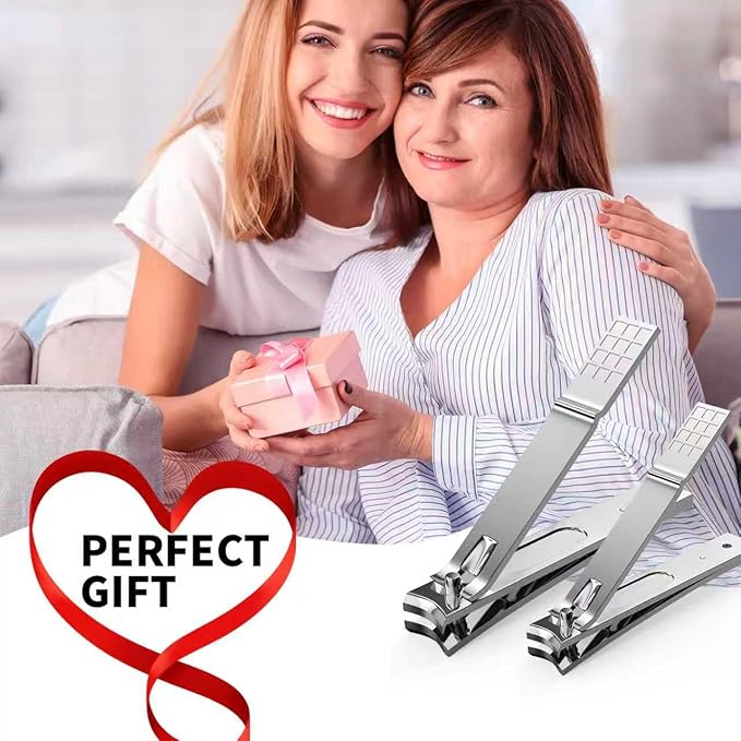 Nail Clippers Set - Toenail Clippers & Fingernail Clipper Combo, Dual-Size Stainless Steel Nail Cutters for Home/Travel, Anti-Slip Grip, Ingrown Nail Care Tool