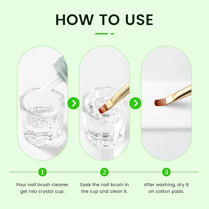 AIJIMEI Nail Brush Cleaner Gel Fast Cleaning Nail Brush Cleaner Easy To Use For Salons And Home Use Acrylic NailBrush Cleaner, 2Pcs 4FL.OZ