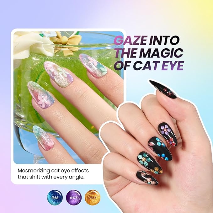 Beetles Spring Gel Nail Polish Set - 53 Pcs 48 Colors Cat Eye Gel Nail Polish Pink Jelly Nude Red Green Blue Glitter Shell Shread Salon DIY Home UV LED Easter Gifts for Women Vivid Moments