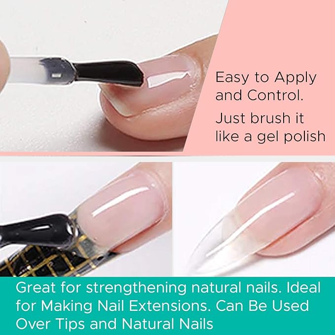 Karlash Brush On Builder Gel Soak Off Build It Gel Crystal Clear for Sculpting Nail Extension and Strengthening Natural Nails 0.5 oz