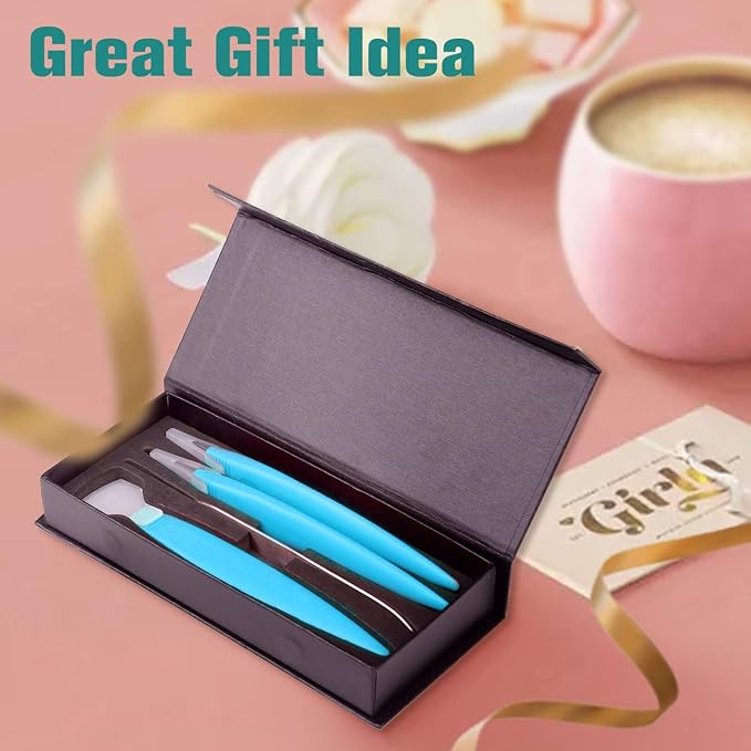 BEZOX Ingrown Toenail Removal Blades and Foot Callus Knife - 3 Different Blades Pedicure Knives with Toenail Lifter and Thick Nail File - Blue