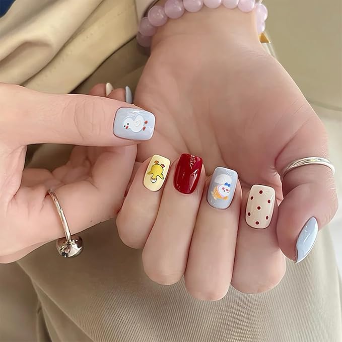 3 Sheets Duck Nail Stickers for Nail Art Cute Duck Designs 3D Self Adhesive Nail Decals for Women DIY Manicure Decoration YX1233