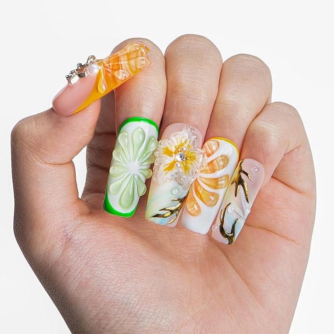LOVFUL Short Press on Nails Juicy But | Handmade Acrylic Press ons | Reusable Fake False Nails | Square Classic Regular 1.3in | H605-M