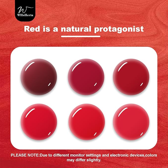TPO Free Gel Nail Polish Set，6pcs 10ml Red Popular Dark Red Light Red Burgundy Colors Long-lasting Soak off LED/UV Light Suit Give it to Women as a Gift for Daily Life at Home (119-A)