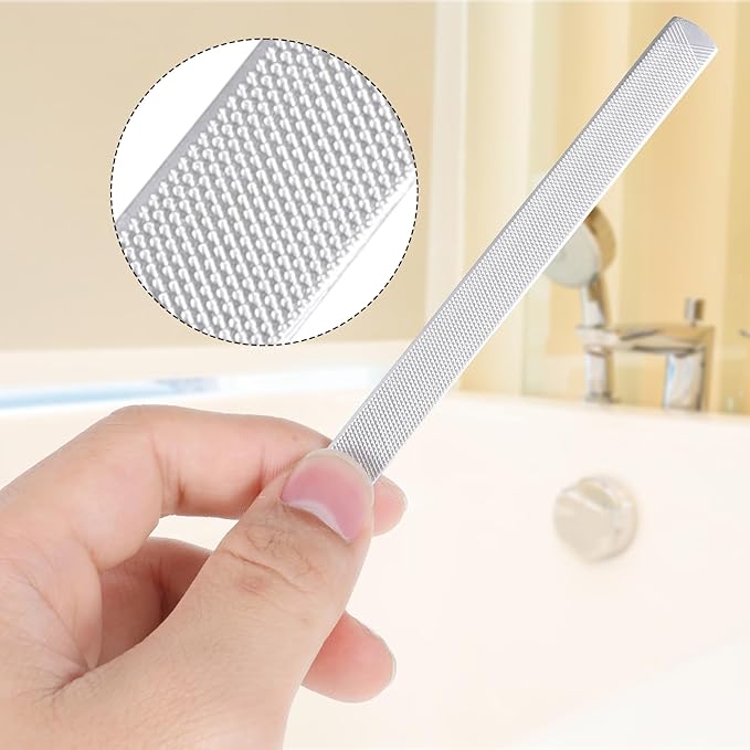 2 PCS Metal Toenail File, Stainless Steel Long Nail File, 4 Sides Coarse Nail Files for Thick Toenail, Nails Care Tool for Men Women, 2 Sizes