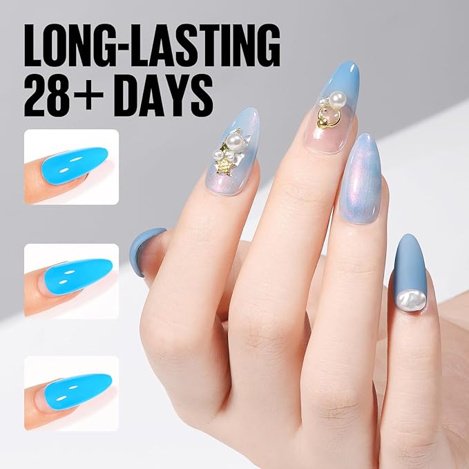 TOMICCA 6 in 1 Brush On Nail Glue for Press Ons 8ml Gel Nail Glue Strong for Acrylic Nails Lamp Curing Needed UV, DIY Home Salon Use