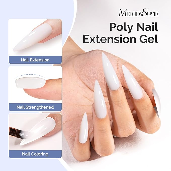 MelodySusie Poly Nail Extension Gel 60g Hema Free Soak Off UV Lamp Cured Nail Thickening Nail Art Design Manicure Gift for Women 013