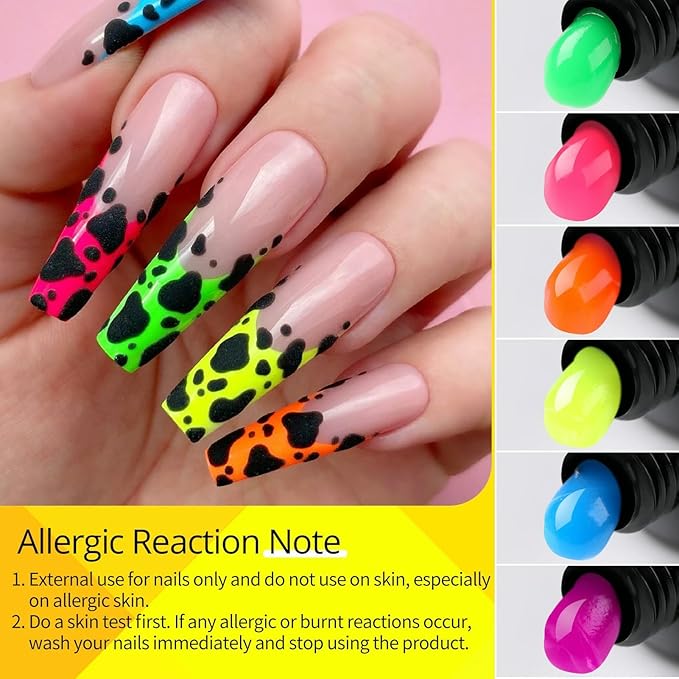UR SUGAR 12 Colors Neon Glow in The Dark Poly Extension Gel Nail Polish Set, Hot Pink Neon Green Yellow Orange Bright Colors Glow in The Dark Poly Nail Gel Kit Long Lasting Soak Off Gel Polish Gift B