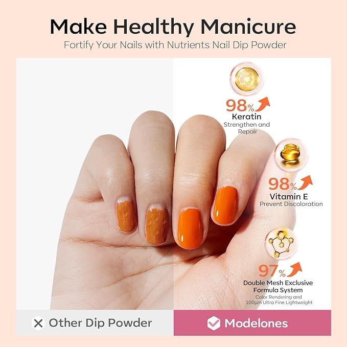 Modelones Dip Powder Nail Kit Starter, 20 Colors Pink Red Brown Spring Summer Dipping Powder Liquid Set Base&Top Activator for French Nail Art Salon DIY Kit