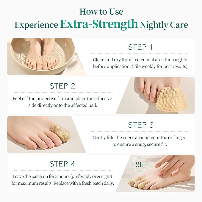 APUREE Fungal Nail Patches Extra Strength: True 1% Tolnaftate | 8H Overnight Toe Nail Fungus Treatments |Repair For Discolored Yellow Brittle Damage Nails| Restores Healthy Appearance| 32 Patch