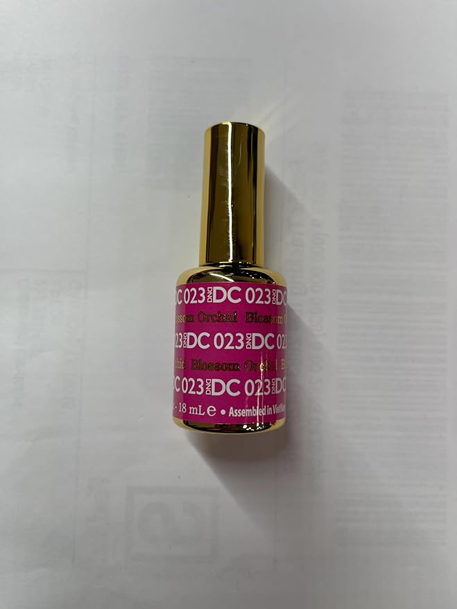 DND DC Gel Polish Set, Purple Collection, UV/LED Gel Polish and Air Dry Nail Lacquer, Matching Chip-Free Polish Duo, 023 Blossom Orchid, 0.5 Fl Oz