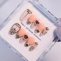 Oval Press On Nails - Medium Length Almond Handmade Unique Fake Nails, Short Thick Acrylic and Muti-Layer Gel False Nails, Valentine's Day press ons (Size S)