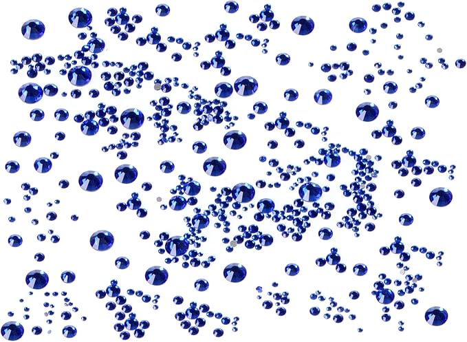 Bymitel 5000 Pieces 6 Mixed Sizes Glue Fix on Glass Rhinestones Round Crystal Gems Flatback for DIY Jewelry Making with one Picking Pen (6-Sizes 5000PCS, Sapphire)