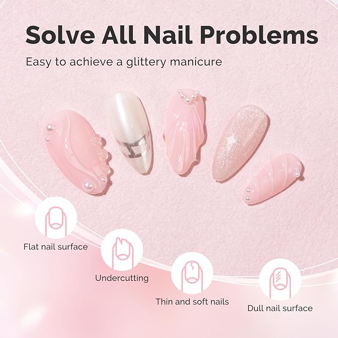 MelodySusie Builder Nail Base Gel Nude Pink Builder Gel for Nails Thickening, Soak Off UV Gel,Extension Gel Rhinestone Nail Glue Gel in a Bottle for Nail Art Design Gift for Women-104