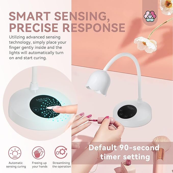 SAVILAND 30W U V Nail Lamp: Gel Nail Lamp Cordless U V Light for Gel Nails Smart Sensor LED Flash Cure Lamp lampara led para uñas Profesional Gooseneck U V Nail Light Nail Salon Home DIY Manicure