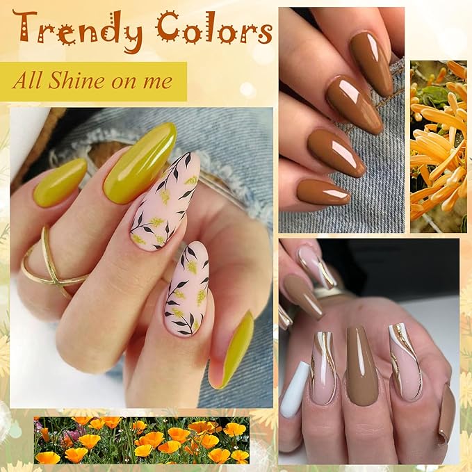 MEET ACROSS 9 Colors Gel Nail Polish + 3PCS Function Gel Nail Polish Kit,Fashion Nail Art Set Design Gifts for Women Manicure Salon (SET5, 12pcs)