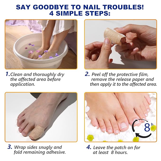 Nail Patches, Rapid Repair Hydrogel Nail Care Stickers, 8 Hours Results | Ultra-Thin and Breathable | Reduces Nail Discoloration | Repairs Damaged Nails, 64 PCS