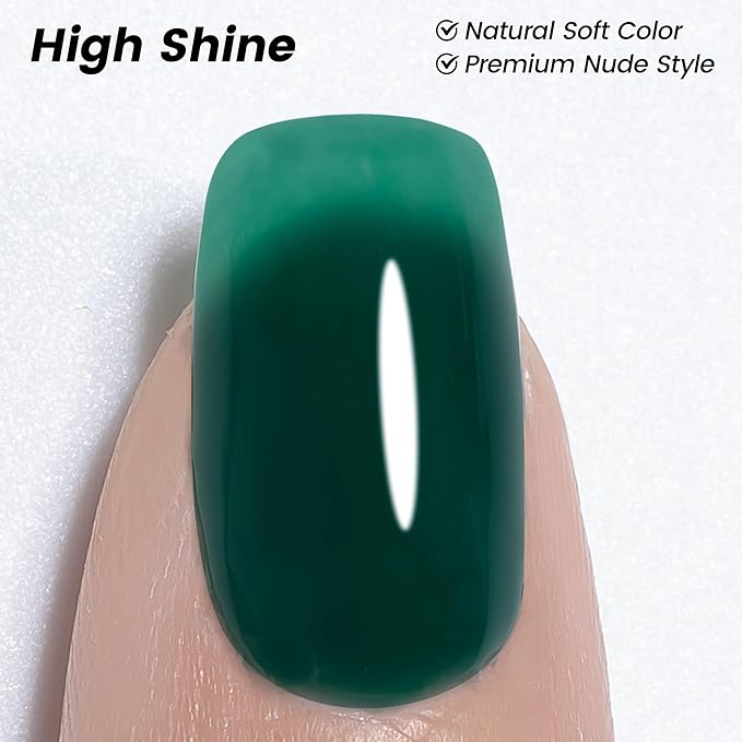 YTD Likomey Nude Gel Nail Polish,15ml Emerald Green Translucent Neutral Jelly Sheer Glass Salon Home DIY Nails Art Manicure Fall Winter UV Color Varnish,LS324