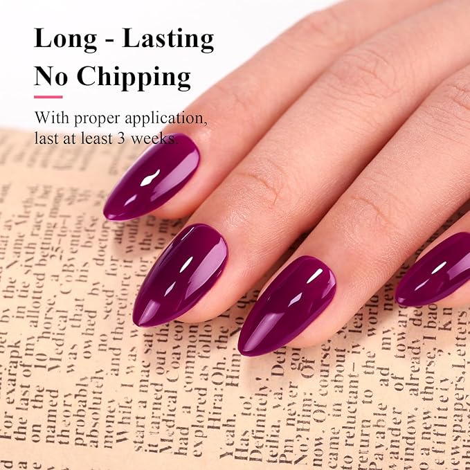 Imtiti Gel Nail Polish, 0.5 Fl Oz Wine Purple Gel Polish Soak Off LED U V Nail Gel Polish Spring Summer Gel Nail Polish DIY Nail Art Starter Manicure Salon Gel Nail Kit for Women Girls