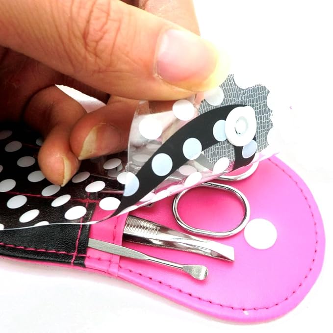 Manicure Sets Pedicure Set Polka Dot Flip Flop Nail Clippers Manicure Kit Nail pack of 6 Hotpink