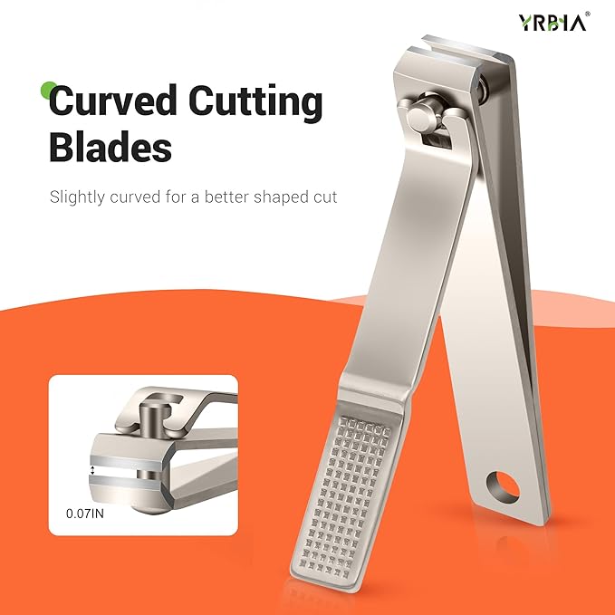 Nail Clippers with Glass Nail File, YRBIA Ultra Sharp Nail Clipper Set, Professional Stainless Steel Fingernail & Toenail Clippers Nail Cutter Set for Men & Women
