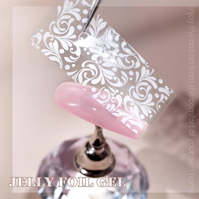 RARJSM Clear Jelly Foil Transfer Gel for Nails Art Stickers 3D Sculpture Painting Gel Nail Art Designs Nail Charms Rhinestone Decoration Adhesive Glue Drawing Sculpting Gelpolish Curing Requires